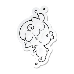 sticker of a cartoon ghost