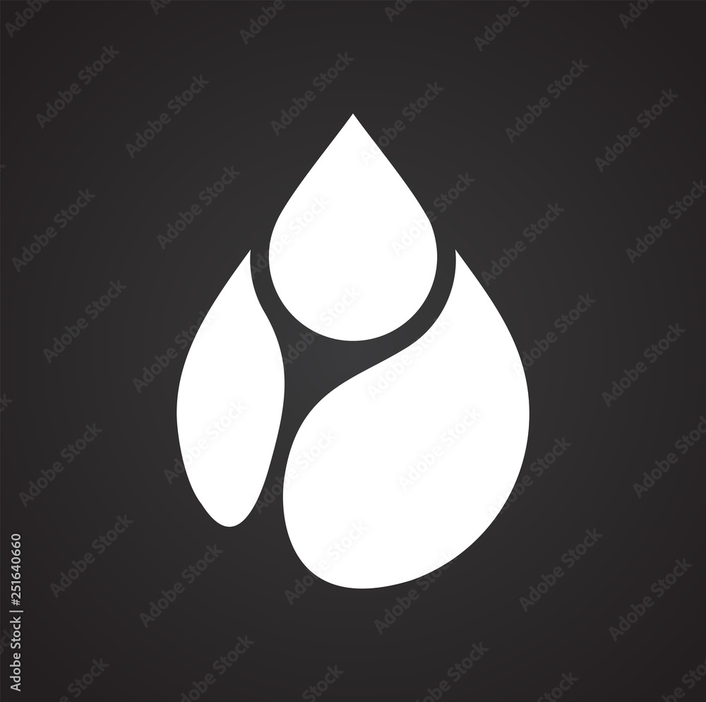 Poster drop water icon on black background for graphic and web design, modern simple vector sign. internet 