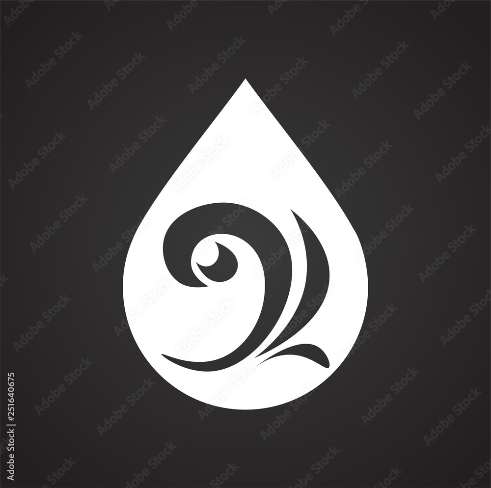 Poster drop water icon on black background for graphic and web design, modern simple vector sign. internet 
