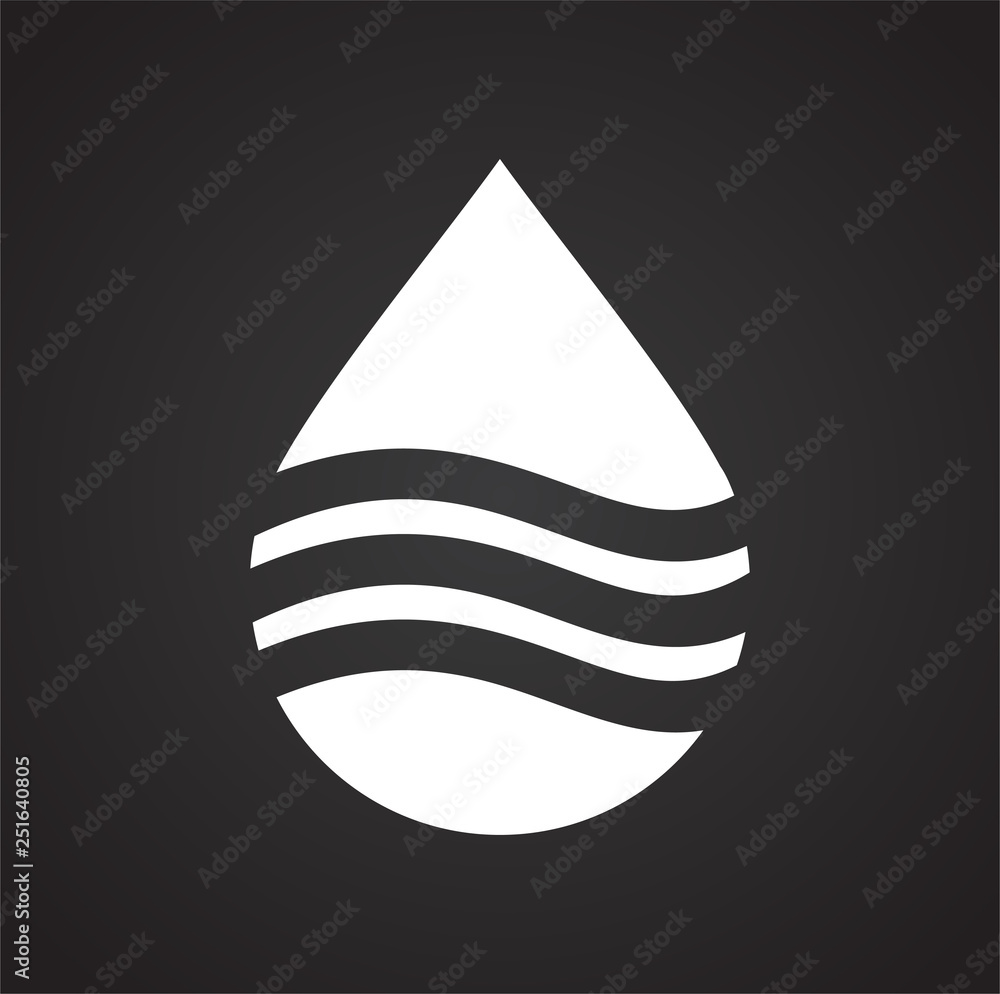 Poster drop water icon on black background for graphic and web design, modern simple vector sign. internet 