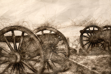 Sketch of Two American Civil War Cannon
