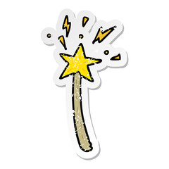 distressed sticker of a cartoon magic wand