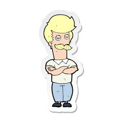 Naklejka premium sticker of a cartoon mustache muscle man