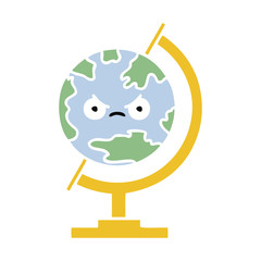 flat color retro cartoon globe of the world