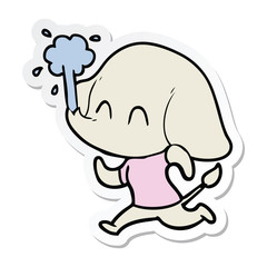 Obraz premium sticker of a cute cartoon elephant spouting water