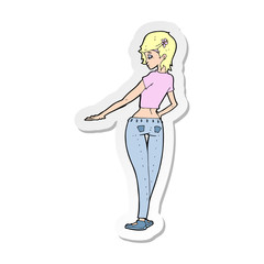 sticker of a cartoon pretty girl in jeans and tee