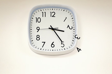 clock with falling numbers, Broken Time Concept