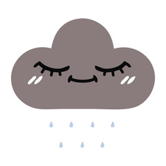 flat color retro cartoon storm rain cloud