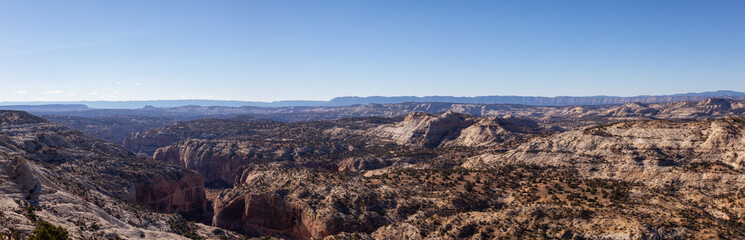 Beautiful Panoramic landscape during a sunny day. Taken in Utah, United States of America.
