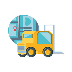 delivery service forklift with map guide