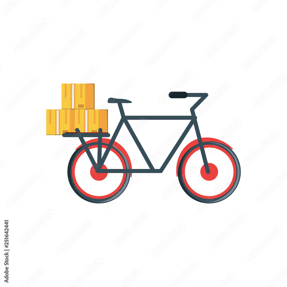 Poster bicycle for logistic service with boxes
