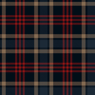 Seamless plaid pattern in stripes. Checkered fabric texture print. Vector