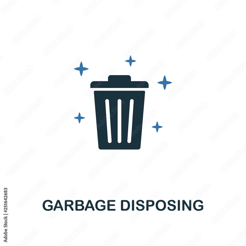 Poster garbage disposing icon. creative two colors design from cleaning icons collection. ui and ux usage. 