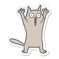sticker of a cartoon happy cat
