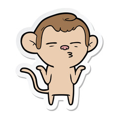 sticker of a cartoon suspicious monkey