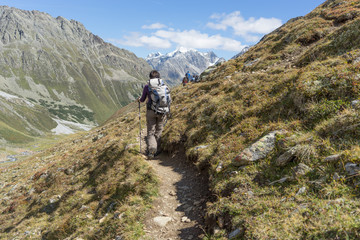 Fototapeta premium Trekking in Summer Alps landscape of Tyrol