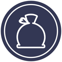 bulging sack circular icon