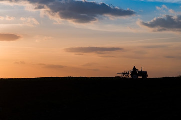 silhouette of a tractor