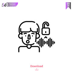  sound recognition icon of future world icons isolated on white background. Line pictogram. Graphic design, mobile application, logo, user interface. Editable stroke. EPS10 format vector illustration