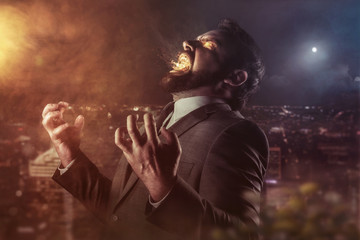 Evil businessman concept