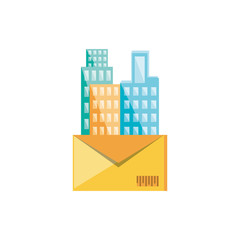 envelope mail with cityscape icon