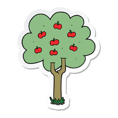 sticker of a cartoon apple tree