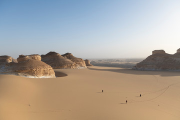 Fototapeta na wymiar El Aqabat landscape in the White Desert National Park in Egypt.