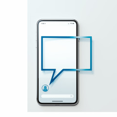Message notification. Speech bubble on mobile phone. Social media. 3d rendering.