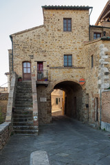 Typical medieval buildings in a Tuscan village in Italy.