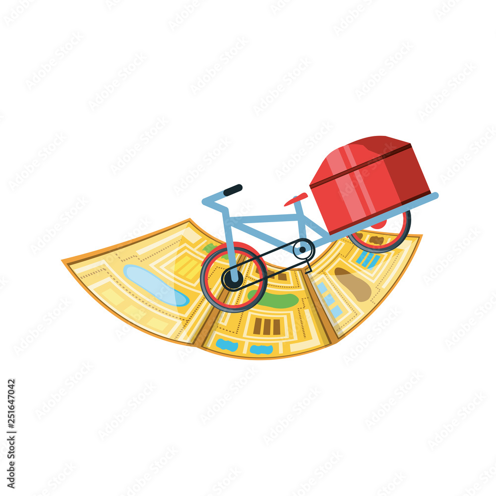 Poster bicycle for logistic service with map guide