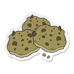 sticker of a cartoon chocolate chip cookies
