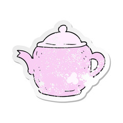 retro distressed sticker of a cartoon teapot