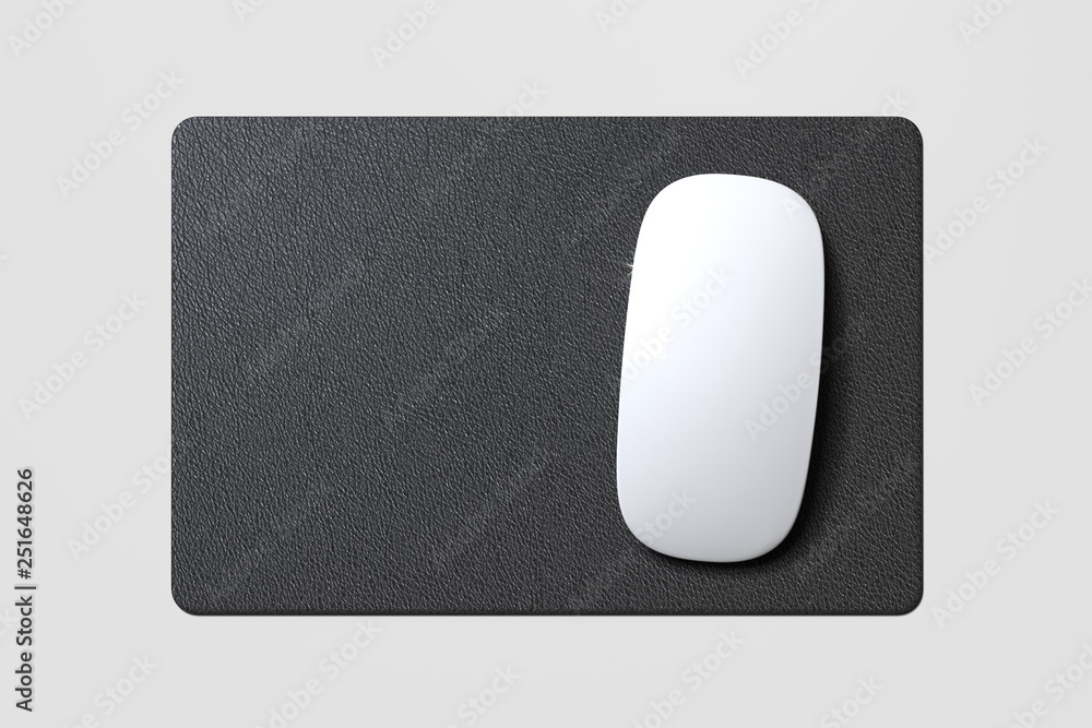 Poster computer mouse and mouse pad isolated on white background. 3d rendering.