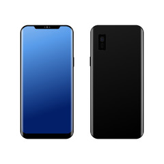 Realistic modern smart phone Front and Back view. Vector