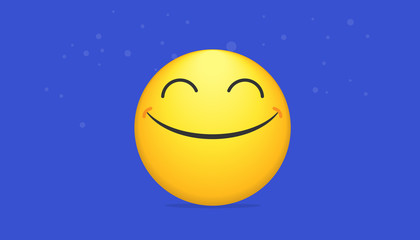 Smiling bright emoticon vector concept illustration of smiling emoji icon for chat, messengers and networks