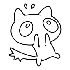 line drawing kawaii of a shocked cat
