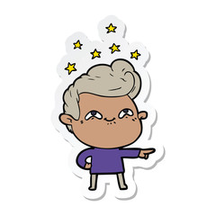 Obraz premium sticker of a cartoon excited man