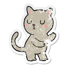 distressed sticker of a cartoon cat