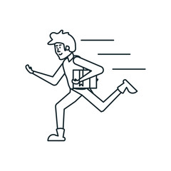 delivery worker running with box carton
