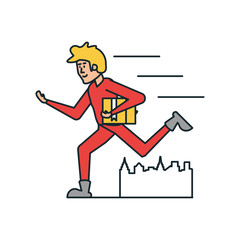 delivery worker running with box carton