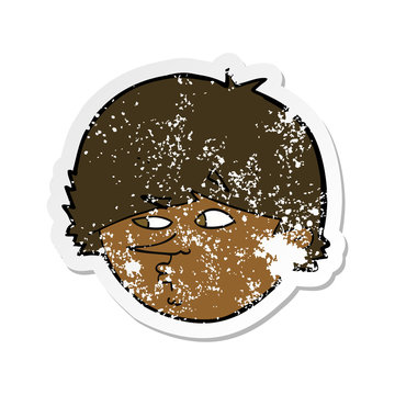 recommend clip art: retro distressed sticker of a cartoon suspicious man