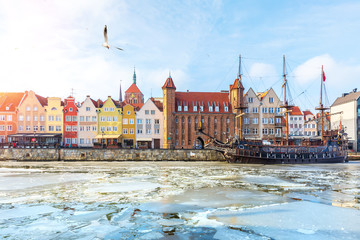 Gdansk sights, view from the winter Motlawa