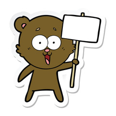 sticker of a laughing teddy  bear cartoon