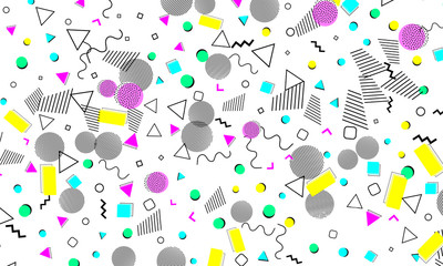 Pop art color background. Memphis pattern
