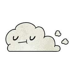 textured cartoon of kawaii happy cloud