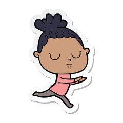 Obraz premium sticker of a cartoon calm woman