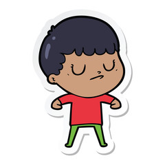 sticker of a cartoon grumpy boy