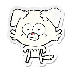 distressed sticker of a nervous dog cartoon