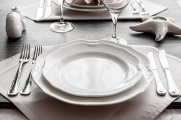 Table wares in the restaurant