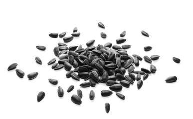 pile of sunflower seeds isolated on white background